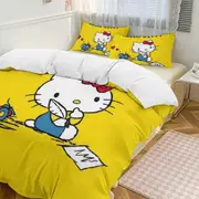 v405 Hello Kitty 3-Piece Twin Bed Set - Includes 1 Single Comforter And 2 Pillowcases Bedding - Fade Resistant Microfiber - Hello Kitty io405