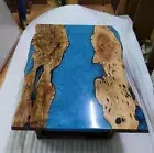 Blue Epoxy Live Edge Dining Table Top River Table Acacia Wood Walnut Table Decor