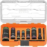 Klein Tools 656QS KNECT Quad Socket, 24 Sizes in 6 Sockets, 4-in-1 Color Coded SAE and Metric Impact Rated, Deep-Well Heavy-Duty, 1/4-and 3/8-Inch Drive, 3-1/2-and 6-1/2-Inch Shaft