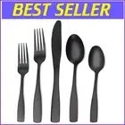 Matte Black Satin Finish 30-Piece Stainless Steel Silverware Set – Service for 6