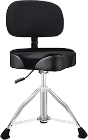 TENTOTEN Drum Throne with Backrest Drum Chair, Portable Removable Drum Throne Seat Motorcycle Style Hydraulic Drum Stool for Adults with Adjustable Backrest & Memory Foam (Black Velety)