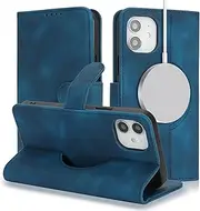 [Cavor] for iPhone 12 Case iPhone 12 Pro Leather Wallet Folio Flip Cover Support Magsafe Charging Kickstand Photo Holder Card Slots Protective Shockproof Phone Cases-Matte Style Blue