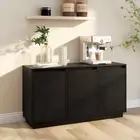 vidaXL Sideboard Black 111x34x60 cm Solid Wood Pine BMG