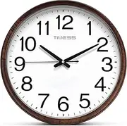 TIMESS Wall Clock, Classic Wood Style Finish, 18 Inch Non-Ticking Silent Battery Operated Analog Clock, Ideal Retro Decor for Home, Bedroom, Living Room, Kitchen, Bathroom, Office(Wood Brown)