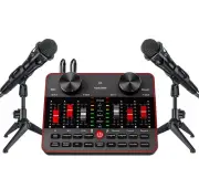 Podcast Microphone Bundle with Live Sound Card Audio Mixer, Podcast Equipment...