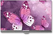 LKHDS Slim Aluminum Alloy Business Card Holder Butterfly Pocket Business Card Case Portable Business Card Wallet Business Card Holders Handheld Card Box for Women Men, style, One size