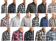 Plains Western Big Men's Long Sleeve Plaid Shirt (S, L, 2XL, 3XL, 4XL)