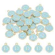 Letter Charm, 30 Pcs Capital Initial Alphabet D Letter Charm for Bracelet, Blue