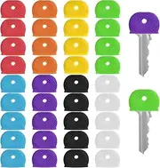 40 Pcs Colored Key Covers,Key Covers Caps Set Rubber Keys Identifiers Durable Keys Toppers for Standard Flat House Keyes(8 Colors, 1 Styles)