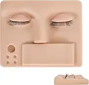 3-in-1 Lash Mannequin Head, Eyelash Extension Mannequin Head, Realistic Makeup Mannequin Head, Soft-Touch Makeup Practice Face Lash Extension Supplies for Lash Extension Practice (Light Brown)