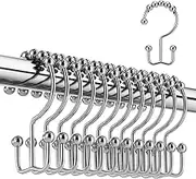 Shower Curtain Rings, Stainless Steel Rust Proof Shower Hooks for Bathroom Shower Rods Set of 12 (Chrome)