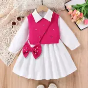 Spring And Autumn Girl Dress Set Plaid Dress And Sleeveless Vest Two Piece