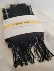 Calvin Klein Scarf & Touch Gloves, Black Plaid 2 Pc Set, A1KZ4569, OS SHIPS FREE