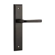 Iver Annecy Door Lever Handle on Stepped Backplate Signature Brass