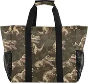 [sanluoli] Tote Bag Collapsable Beach Bag With Compartments Canvas Laundry Tote, Jungle Animal Dinosaur, 1 size