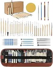 TEMONTIAN Pottery Clay Sculpting Tools，44Pcs Double Sided Polymer Clay Tools, Ceramic Clay Carving Tool Set with Carrying Case Bag for Beginners, Pottery Tools and Supplies for Professionals Kit