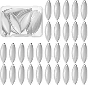 uxcell Fishing Lure Blades, 40 Pack 1.6" x 0.5" Fishing Spinner Baits Willowleaf Lure Spinner Lure Making Part with Plastic Storage Box for Bait Fishing Accessories, Silver Tone