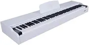 88-Key Standard Hammer Keyboard, Including Music Stand + Power Supply + Three Pedals, 128 Polyphony, 4 Headphone Modes,White