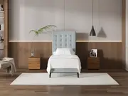 My Style Buttoned Headboard & Gas Lift Base - King Single / Duckegg / Slimline Base