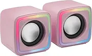 Mars Gaming MSCUBEP Pink, Compact RGB Gaming Speaker, 8W DSP Sound Processor, Volume Control