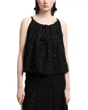 Emporio Armani Sleeveless Tent Top with Vertical Ruffle Detail