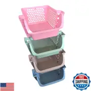 Skywin TidyFriend Stackable Storage Bins for Pantry, 4 Pack Stackable Bins Fo