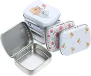 [Minkissy] Mini Flower Tin, 6pcs Flower Tinplate Boxes Small Rectangle Empty Tins with Hinged Lid Empty Trinket Jewelry Coin Box Containers for Pin Candies Bead