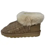 Womens Australian Sheepskin Wool Fur Mini UGG Ankle Boots in Sand