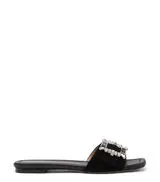 SHINE BUCKLE SLIDE SANDAL in BLACK for Women