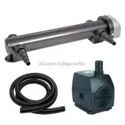 36w Fish Pond UV Clarifier, 1200gph Water Pump, 20 ft 1" ID Non Kink Tubing
