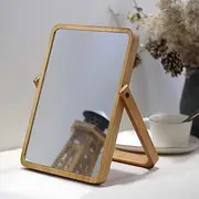 Taoluwin Wood Table Vanity Makeup Mirror, 360 Degree Adjustable Mirror with Stand, Wood Mirror for Bedroom Living Room and Makeup Desk