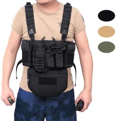 New 1000D Nylon Tactical Vest Belt Bag Loop Hook Belly Pouch Combat Chest Rig