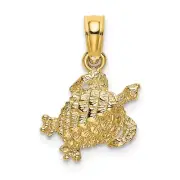 14K Textured Sea Turtle Charm Bracelet Necklace