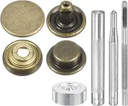 uxcell 24Set Leather Snaps Fasteners Kit 15mm Dia Brass Press-Stud Cap Button 2.83" Length Metal Snap Buttons with 4 Install Tools for Coat Bag Leather Marine Boat Canvas, Bronze