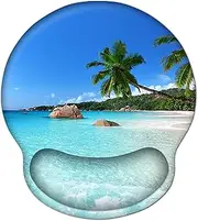 AOKSUNOVA Ergonomic Mouse Pad with Wrist Rest Comfortable Mouse Pad with Wrist Support Beach