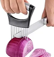 ESINAM Onion Slicer Holder, Premium Vegetable Slicer Cutter for Potato and Tomato, Sharp Stainless Steel Food Slicer Assistant Tool for Slicing Fruit Lemon and Meat
