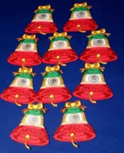 MEXICAN BELL MARIACHI PARTY SUPPLY DECORATION FOAM FIGURES 10 PACK GLITTER
