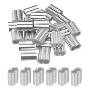 25Pack 1/4" 6mm Aluminum Crimping Loop Sleeve Double Ferrule Silver