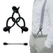 Suspender Genuine Leather Strips 4 Pcs Replacement for Button End Black