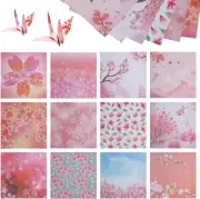 100Pcs Cherry Blossom Origami Paper Double Sided Color 6X6 Inch Square Easy Fold