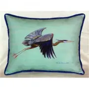 Betsy Drake ZP327C Flying Blue Heron - Teal Indoor & Outdoor Throw Pillow- 20...