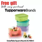 Tupperware Snowflake Freezer Medium Square Round Multi Color 400ml (4) Set