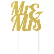 Mr and Mrs Wedding Cake Topper Gold Glitter Party Decorations Supplies