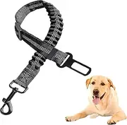 Universal Adjustable Dog Seat Belt for Car Travel,Elastic Buckle Dog Car Harness with Strong Nylon Buffer(Black,1)