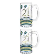 2PK Gibson Gifts Rush 21st Birthday Tankard R Beer Mug Drinking Cup w/ Handle