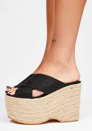 [Lemon Drop by Privileged] Black Bannah Platform Sandals