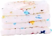 Hoement 6-Layer Cotton Feeding Towels Soft Absorbent Muslin Wraps for Babies Nursing Handkerchiefs Set of 4