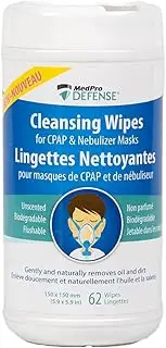 Defense Cpap Mask Wipes, Gently Removes Dirt and Oil, Biodegradable, Unscented, Lint-Free, Flushable, Naturally Remove Dirt from CPAP Masks, Daily Cleaning