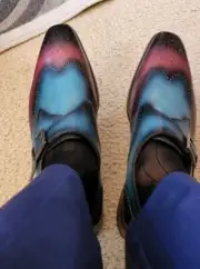 Men's Handmade Multi Color Pure Leather Wingtip Brogue Lace Up Oxford Monk Shoes