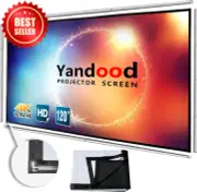 120" Portable Projector Screen, Pole Frame, Black Backing, Silver, Foldable